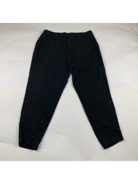 Old Navy Black Linen Blend High Rise Pull On Ankle Pant L